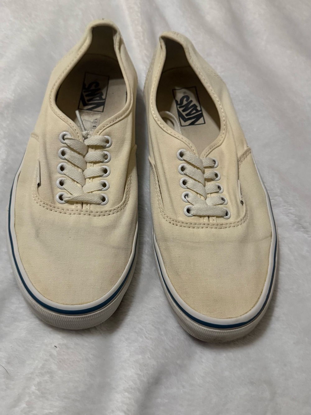 Vans Cream Canvas Low-Top Sneakers